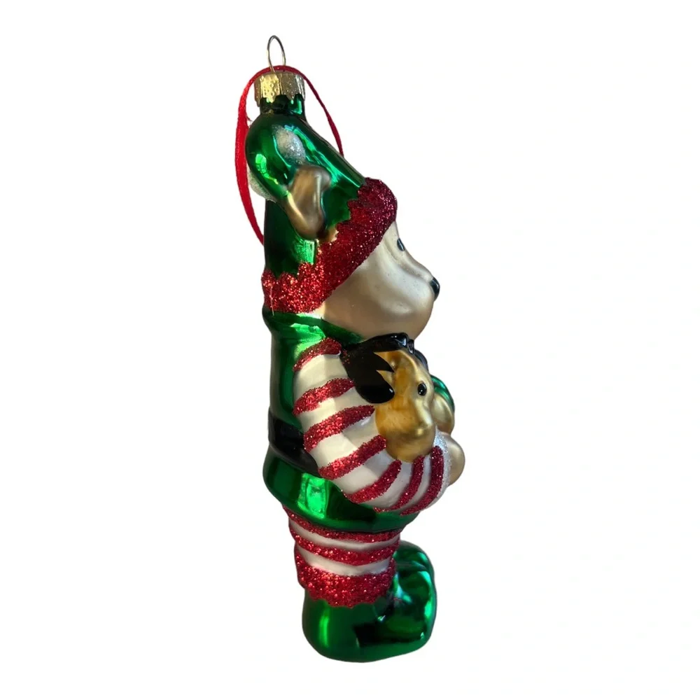 2001 Starbucks Bearista‎ Elf Ornament Glass Vintage Glitter Christmas With Box